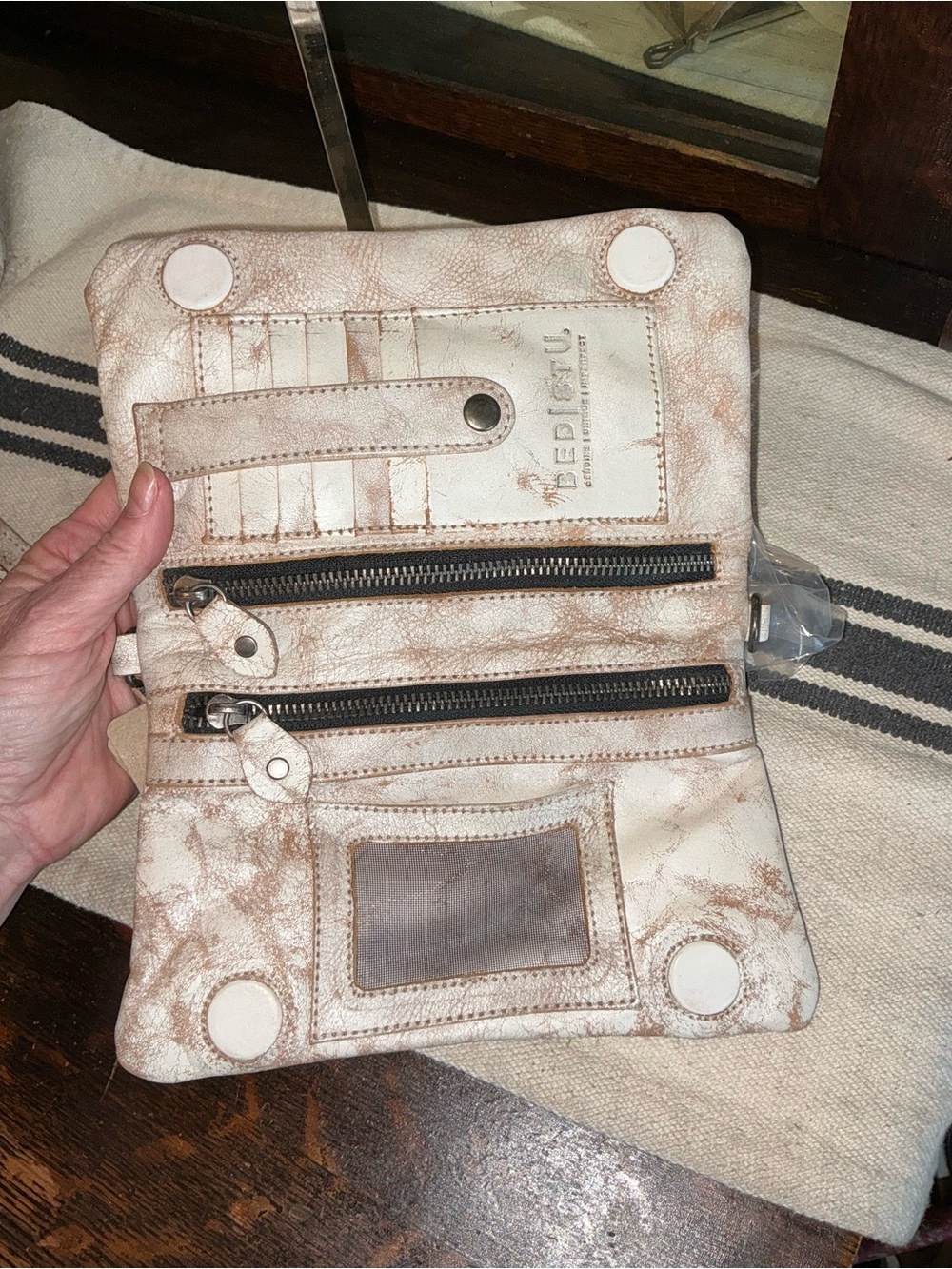 Bed Stu Checkerboard Patchwork Crossbody in Black and Cream - Picture 13 of 15